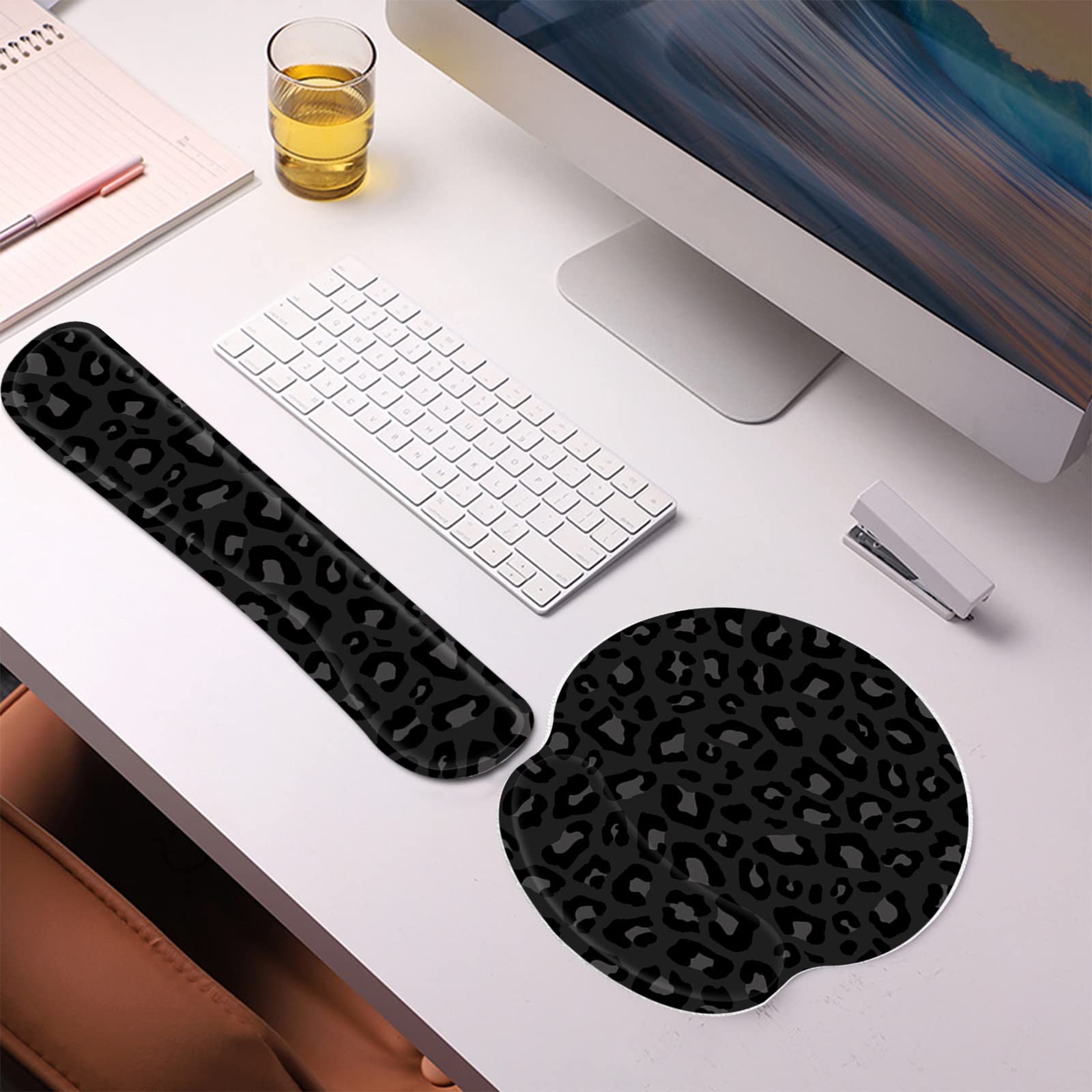 Deokke 2Pcs Keyboard Wrist Rest Pad and Mouse Wrist Rest Support Mouse Pad Set,Ergonomic