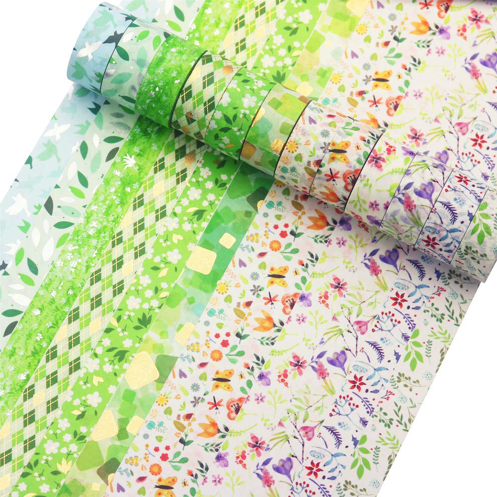 YUBBAEX Poetic Gold Washi Tape Set VSCO Floral Silver Foil Masking Tape Decorative for Arts, DIY