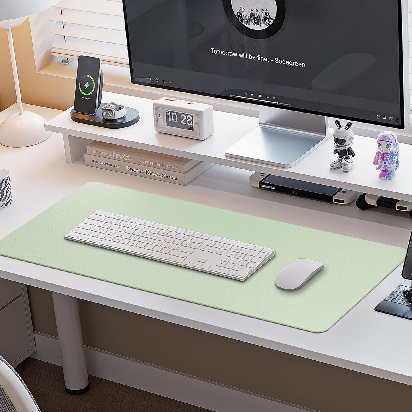 Boutilon Leather Desk Pad Protector,Non-Slip Mouse Pad,Laptop Desk Pad,Office Mouse Mat,Waterproof