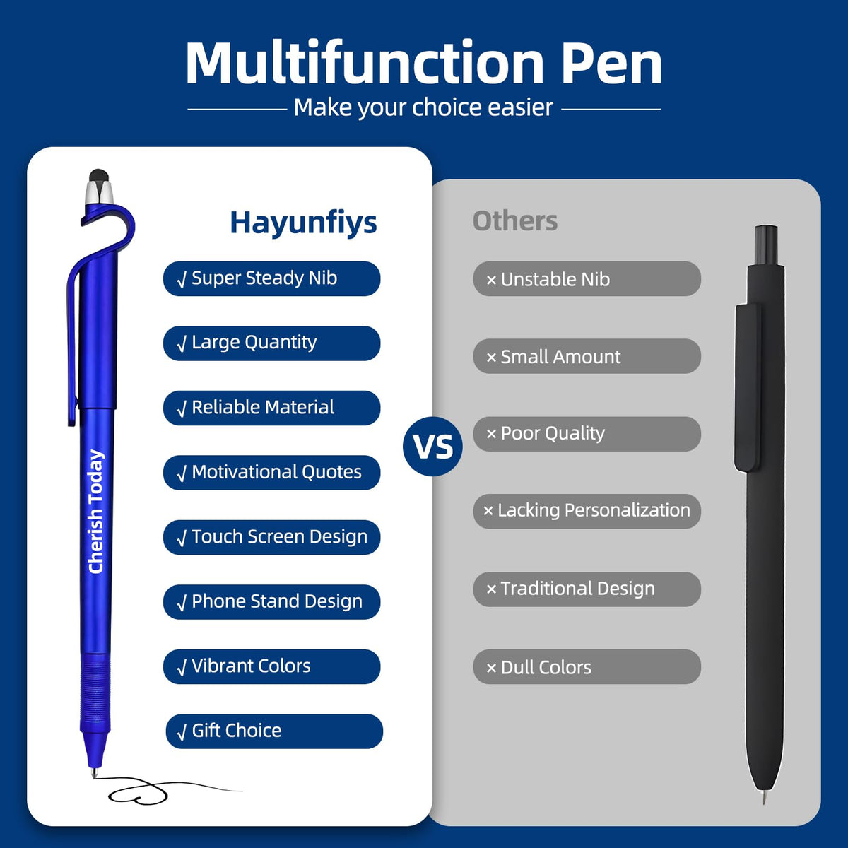 100 Pcs Inspirational Pens Batch, Motivational Ballpoint Pen with Writing Touch Screen And Mobile