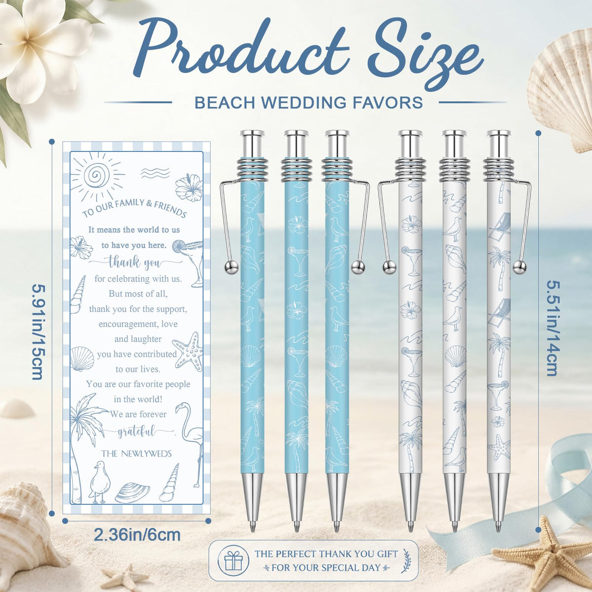 Tenceur 50 Set Beach Wedding Pens Gifts for Guests Bridal Shower