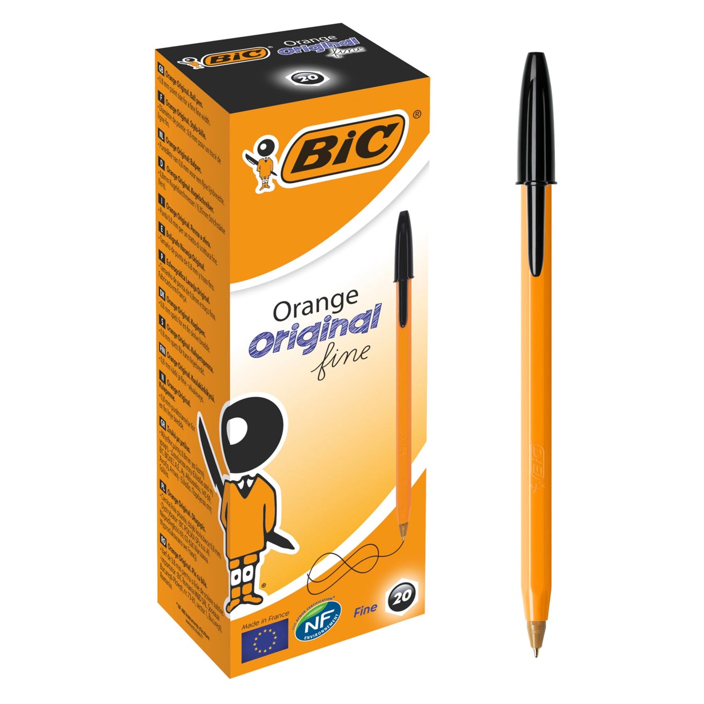 BIC Orange Fine, Ballpoint Pens, Writing Pens with Long-Lasting Ink, Fine Point (0.8 mm), Black