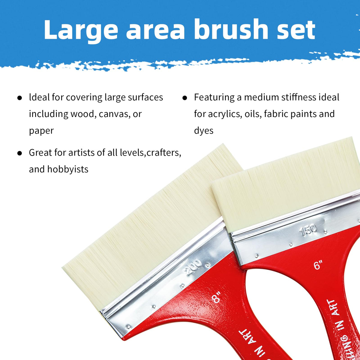 Falling in Art Large 8 Inch Flat Paddle Paint Brush