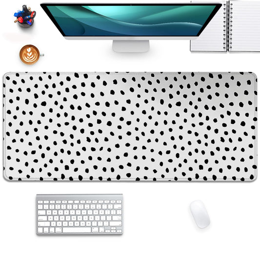 Boho Extended Desk Pad Mouse Pad,Large Polka Dot Mouse Mat with Stitched Edges,Non-Slip Rubber Base