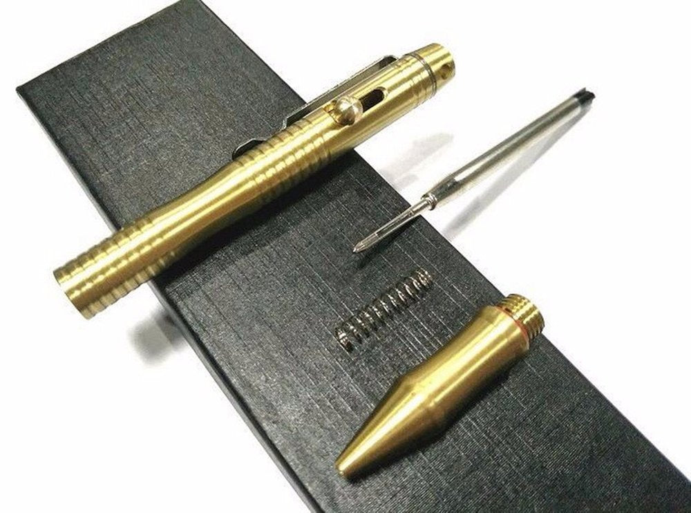 EKLORN Solid Brass EDC Pocket Pen, Portable Delicate Signature Pen Ballpoint Pen
