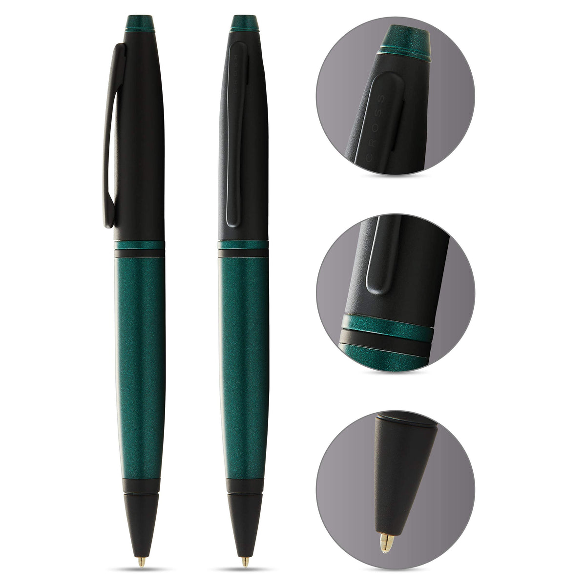 Cross Calais Ballpoint Pen, Matte Green & Black, Medium Point, Black Ink