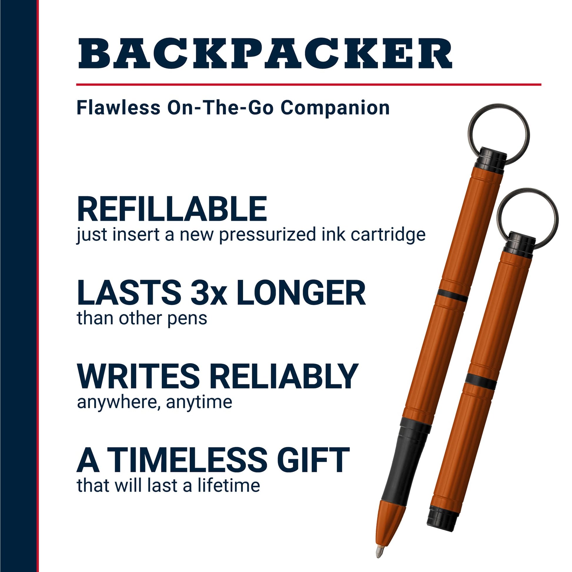 Fisher Space Pen Orange Backpacker Pressurized Ballpoint Pen, Gift Box