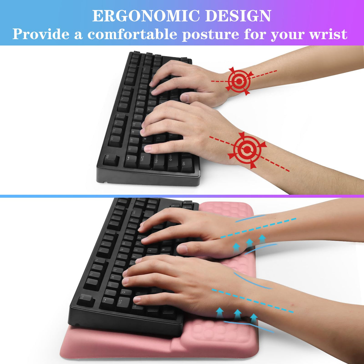 Computer Keyboard Stand with Wrist Rest, Ergonomic Tilted Keyboard Holder - Keyboard Riser with