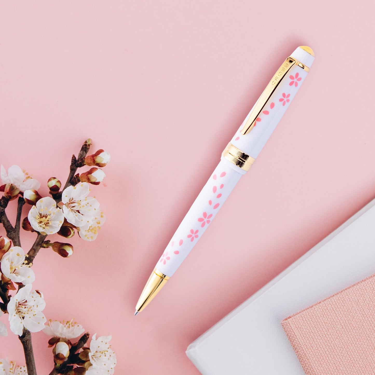 Cross Bailey Light Cherry Blossom White Ballpoint Pen, Black Ink