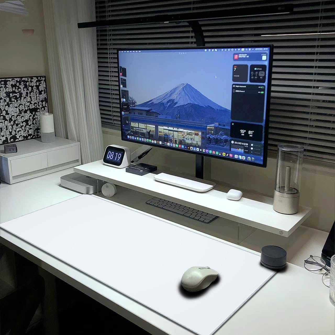 White Mouse Pad Extended Large Gaming Mousepad XL Big Long Oversized Desk Mat Stitched Edges 31.5 X