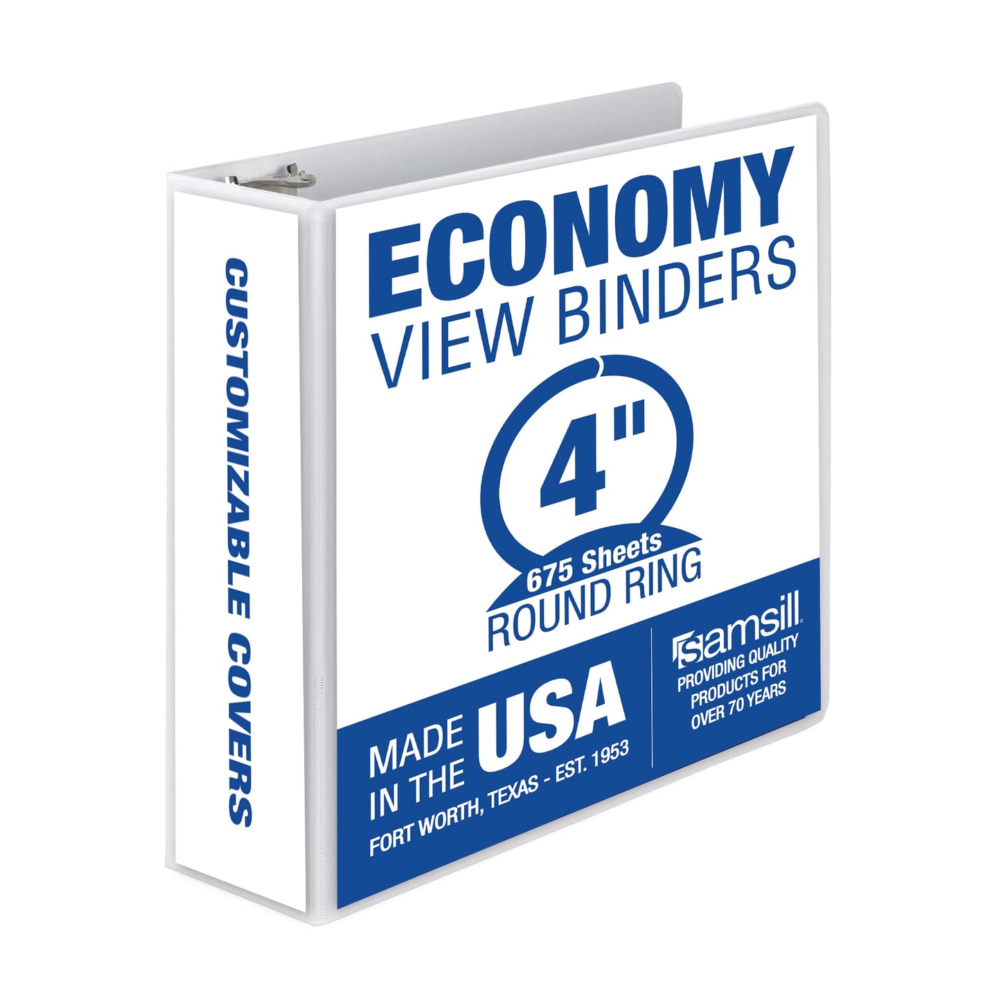 Samsill 4 Inch 3 Ring Binder, Economy Round Ring, Clear View Cover, 675 Sheet Capacity - for