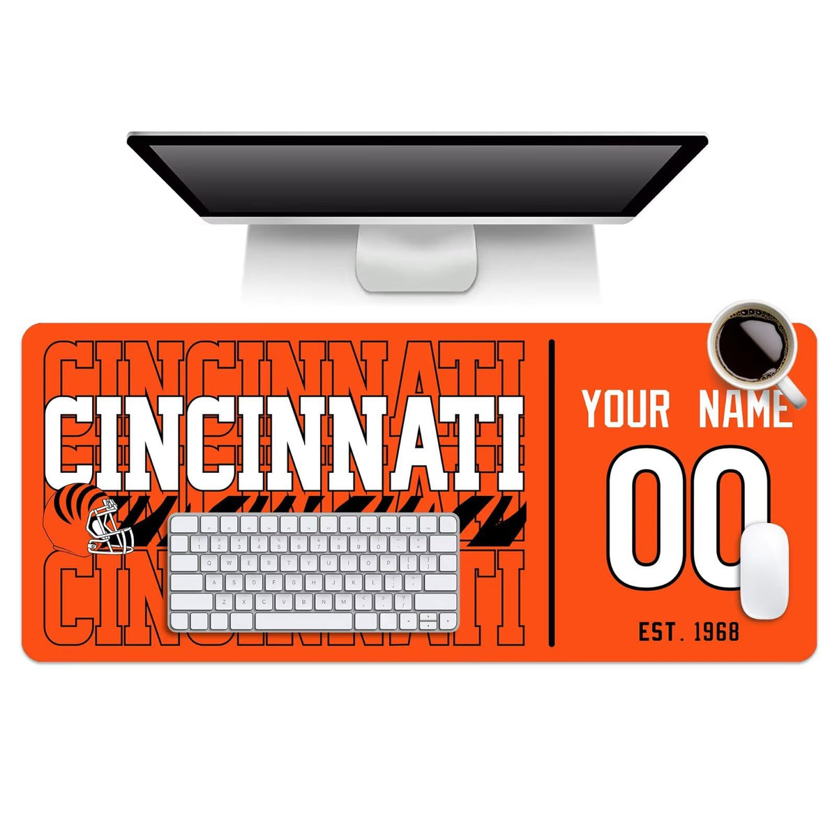 ANTKING Cincinnati Mouse Pad Custom Name and Number Desk Pad for Men Women Youth Gifts