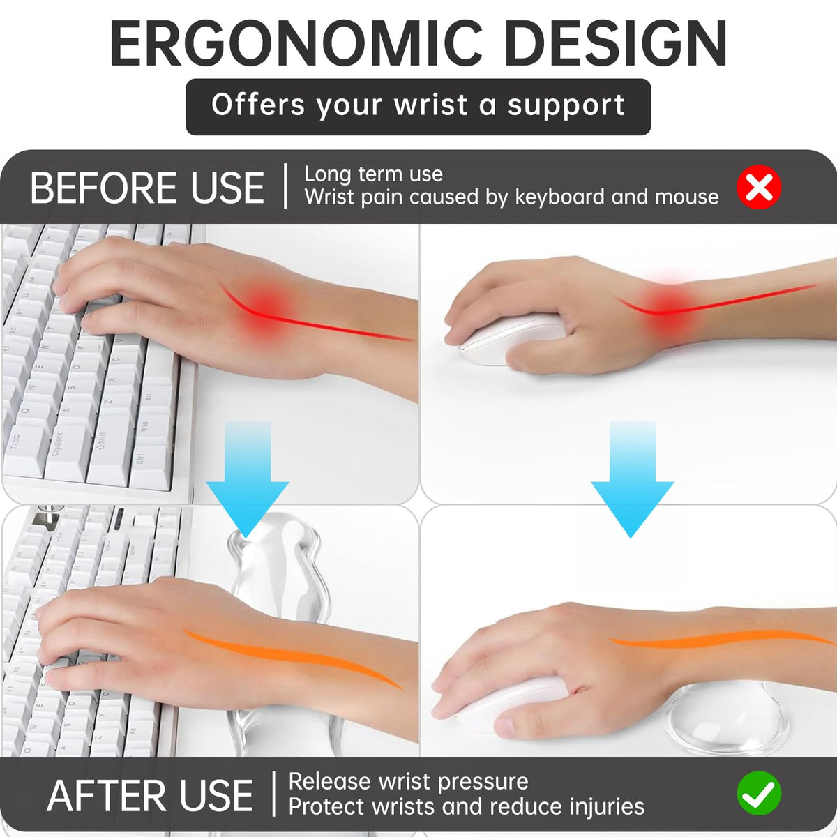 Aszqvd Mouse Pad with Wrist Rest, Soft Cloud Gel Keyboard Mouse Pad Set with Hand Wrist Support