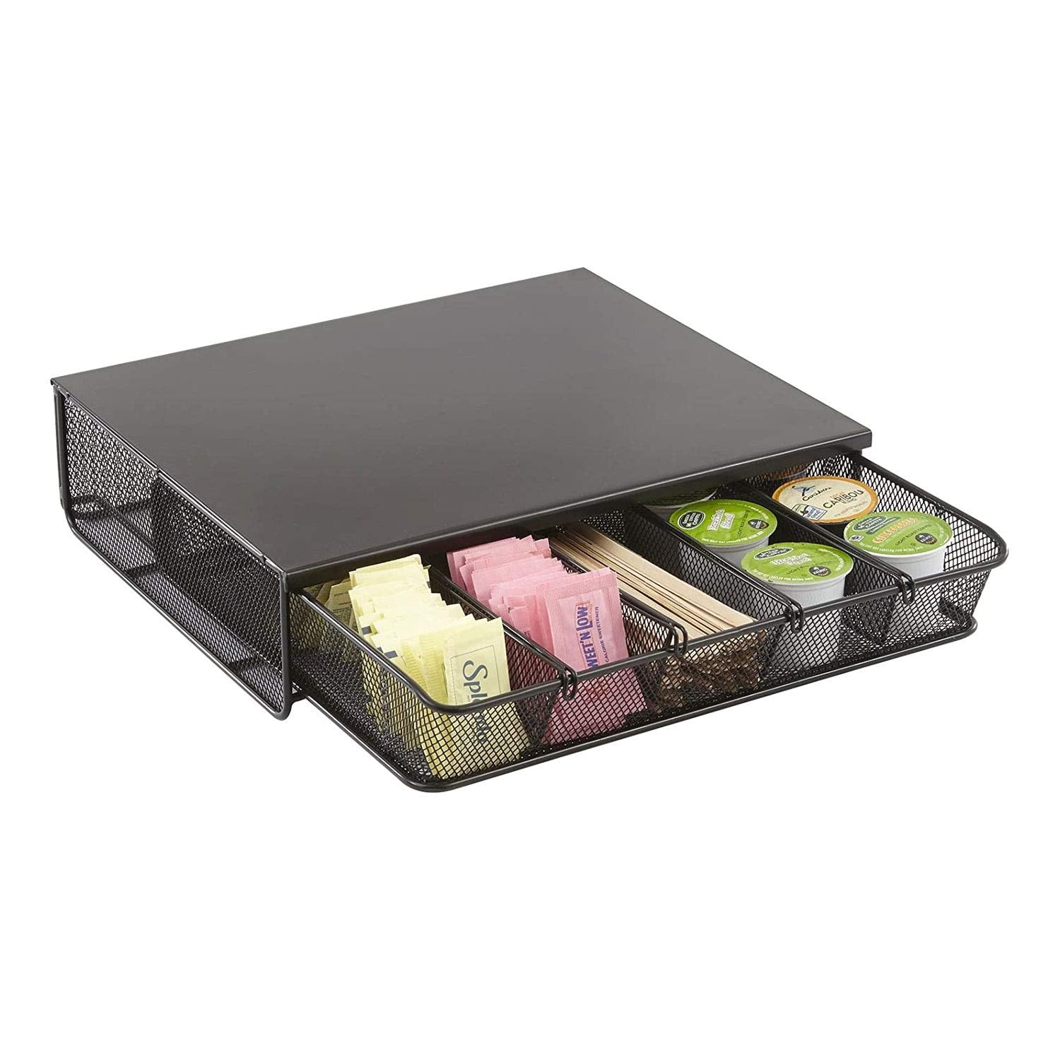 Safco Coffee and Sugar Organizer 3274BL Hospitality Tray, Home, Office, & Hotel, 1 Drawer, Black