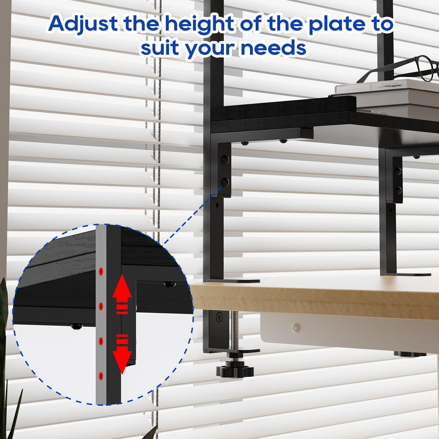 ART-GIFTREE Clamp On Desk Shelf 2-Tier, 12.6 inche Wood Shelving Unit for Office Desk/Gaming