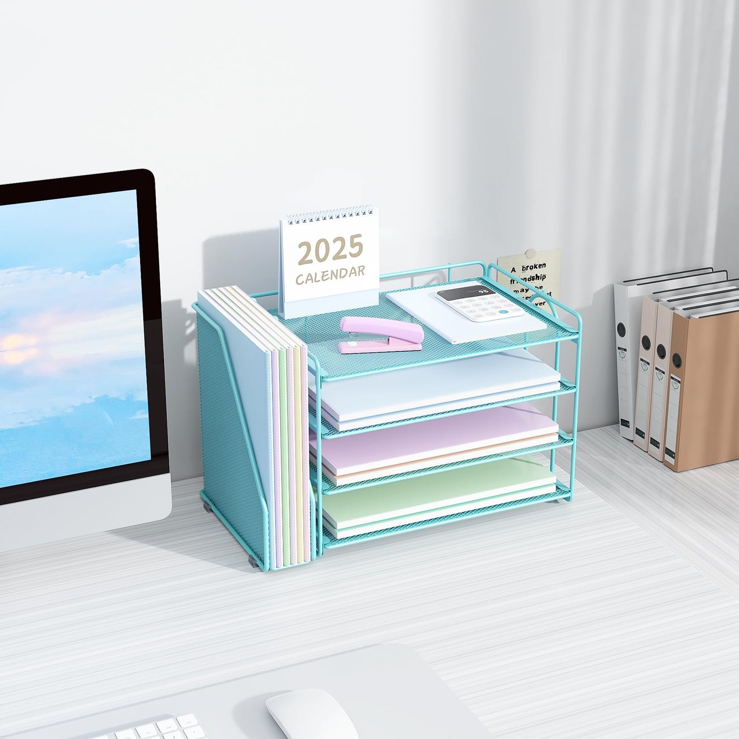 Spacrea 4-Tier Paper Organizer for Desk with File Organizer