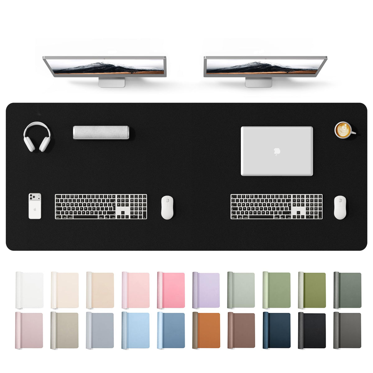 YSAGi Leather Desk Protector, Office Mat, Large Mouse Mat, Non-Slip PU Leather Blotter, Laptop Desk