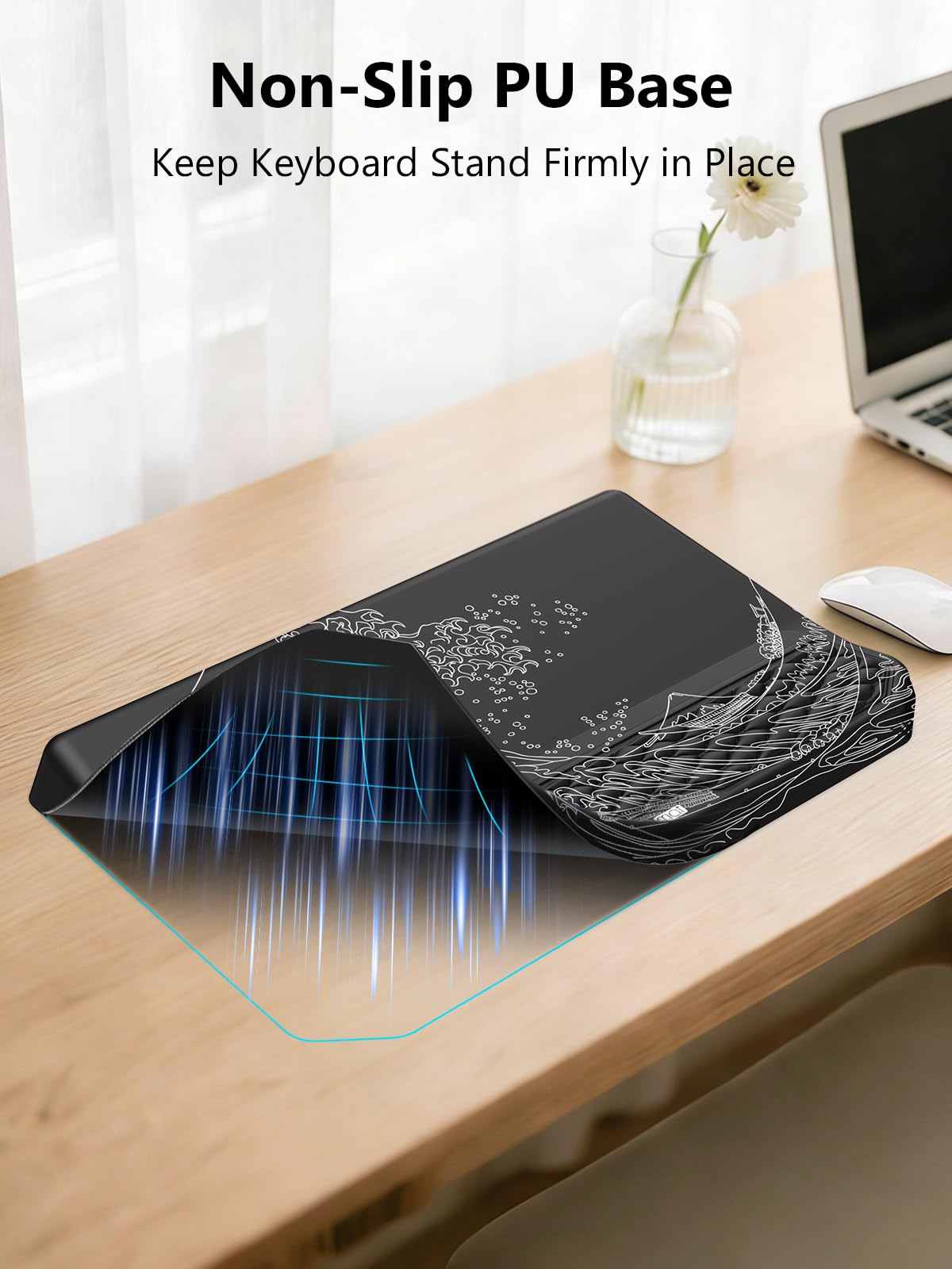 2-in-1 Ergonomic Keyboard Stand with Wrist Rest, Kanagawa Wave