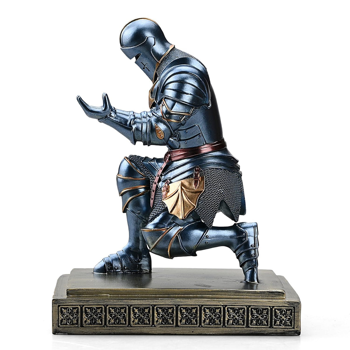 Medieval Warrior Knight Pen Holder Fun Desk Accessories Paperweight Blue