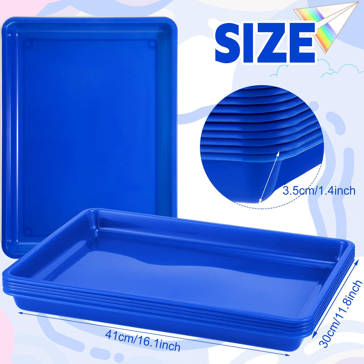 Hoteam 10 Pack Flat Bins Paper Trays,Blue,16.14 X 11.81 X 1.38 Inch