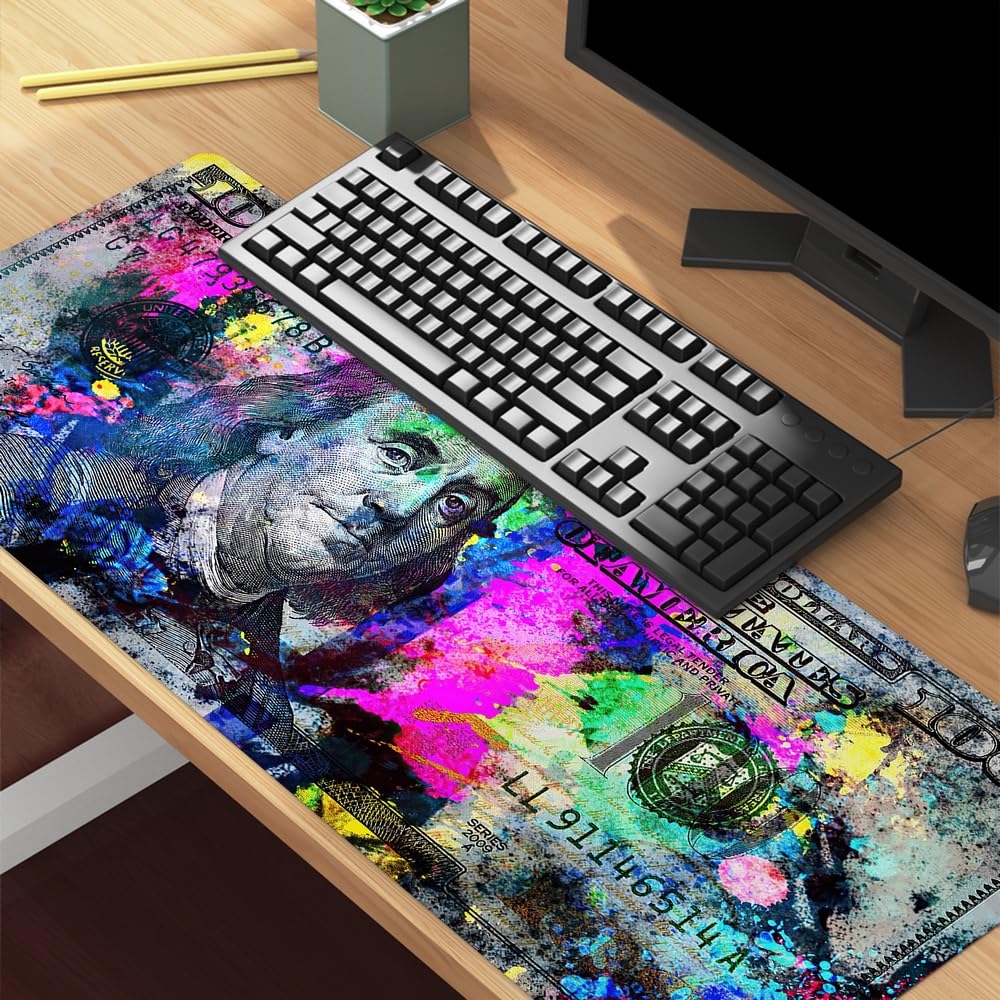 Reateforin Rainbow 100 Dollar Bills Money Gaming Mouse Pad Hundreds of US Dollar Currency Non-Slip