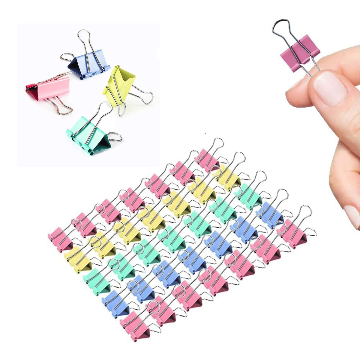 Mini Binder Clips, 120 Pack, 5/8 Inch, Color, Standard 15mm, Micro Paper Clips, Fold Clamp