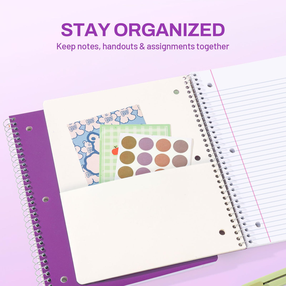 SUNEE Spiral Notebook, 1-Subject, College Ruled Paper, 8" x 10-1/2", 100 Sheets per Notebook