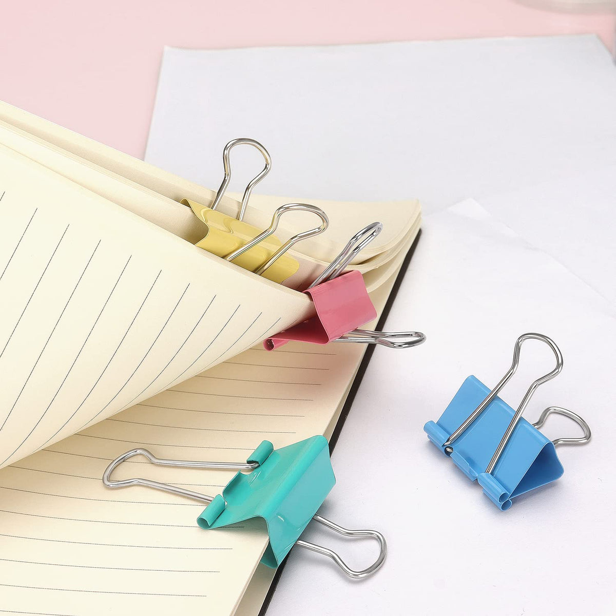ZZTX 24 Pack Medium Binder Clips 1.3 Inches Assorted Colors