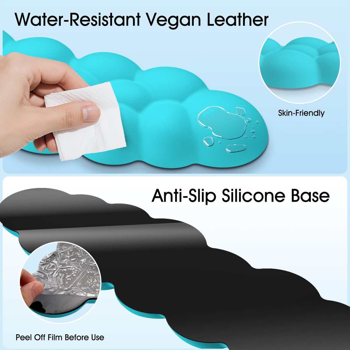 Retuhapy Cloud Wrist Rest Keyboard Cushion and Cloud Mouse Pad, Scuba Blue