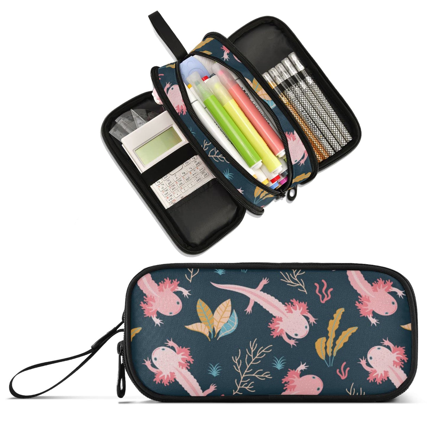XUWU Cute Axolotl Large Capacity Pencil Case Pencil Pouch Pen Box