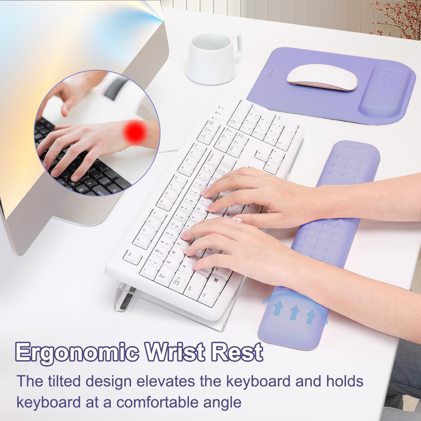 MOSISO Keyboard Stand&Wrist Rest Support for Keyboard &Mouse Pad Set