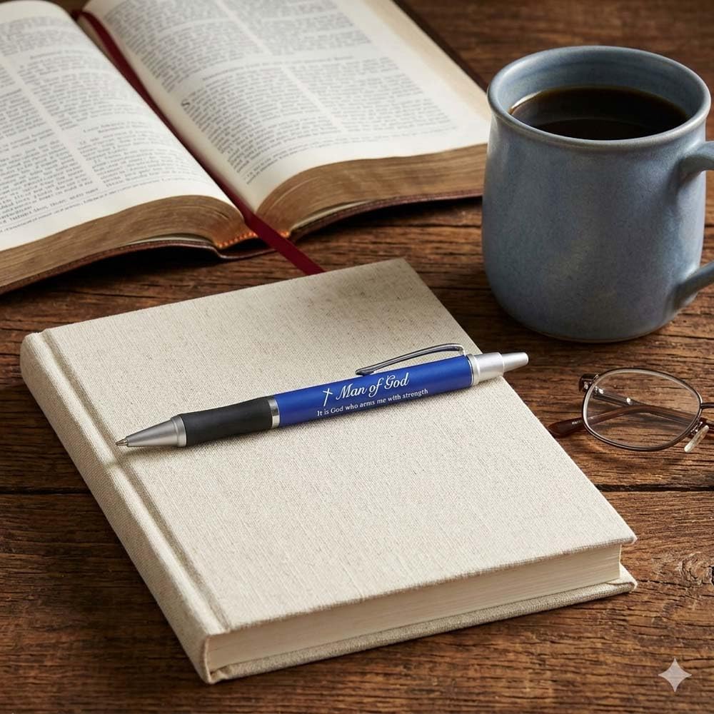 Sterling Gifts Man of God Executive Pens (Silver/Navy Blue) (12 pack)