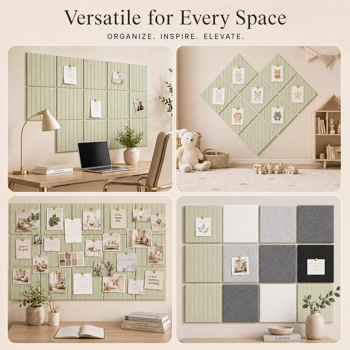 Baysola Stripe Felt Bulletin Board Tiles, Cork Board Alternative 24 x 36in