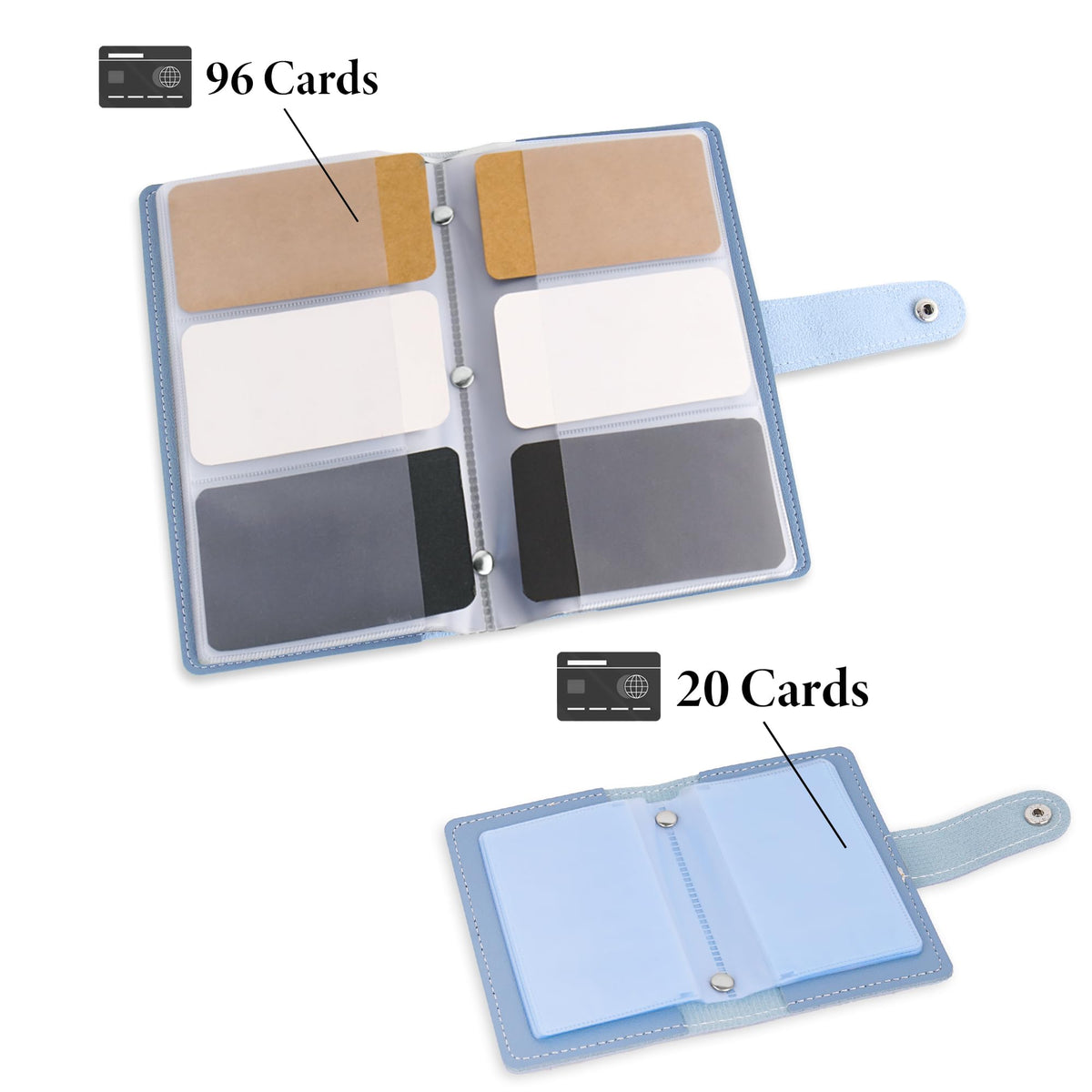 lizimandu 2 Pieces Business Card Holder, PU Leather Business Card Case Pocket Business Name Card