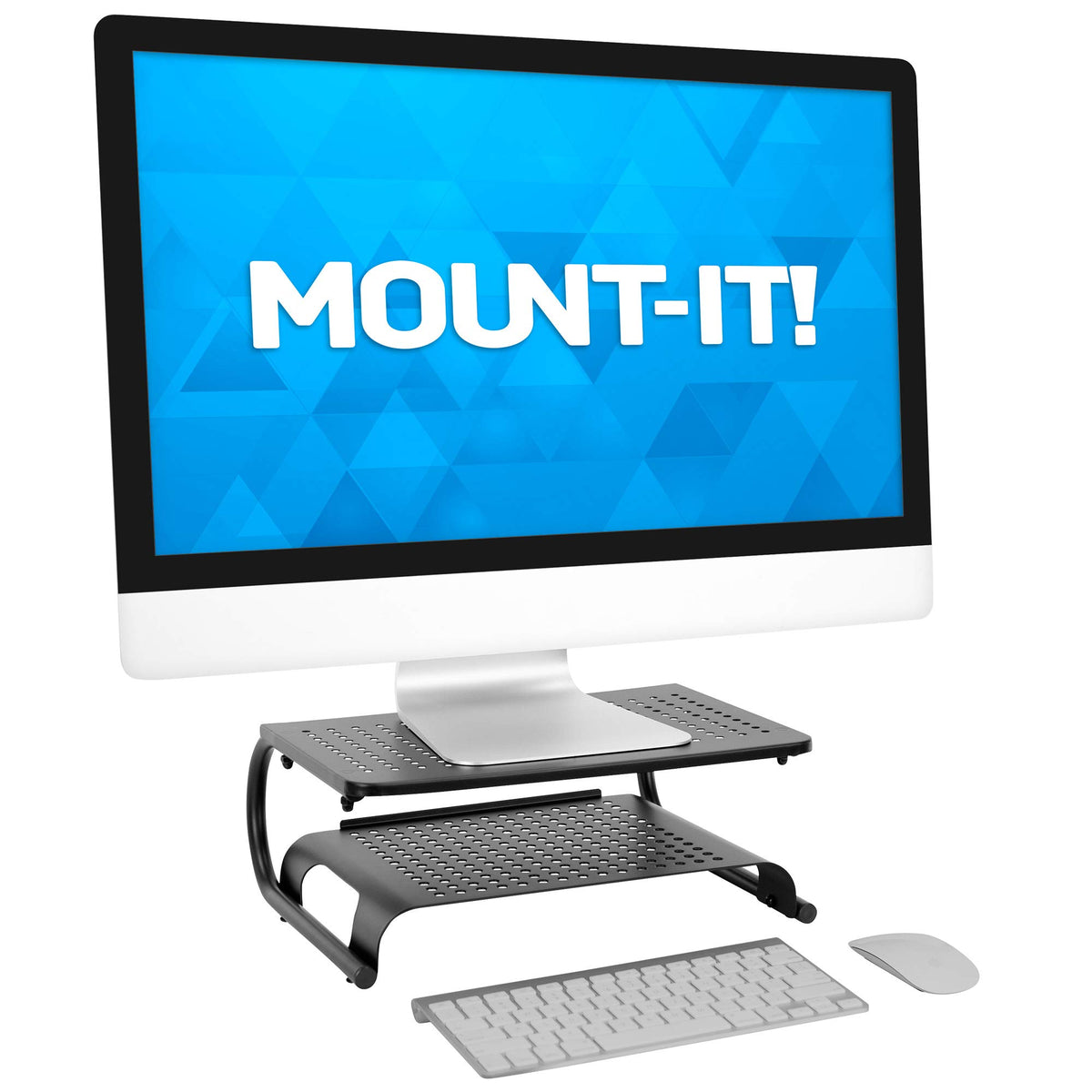 Mount-It! 2 Tier Desk Organizer Riser | Computer Monitor Stand with Keyboard Storage Shelf for