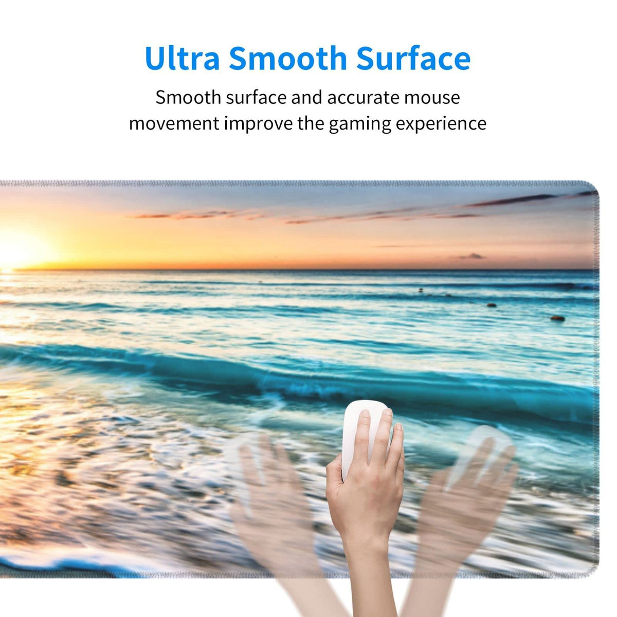 PTPLMM Sunrise Beach Wave Gaming Mouse Pad Large Desk Mat, 31.5x11.8in, XL