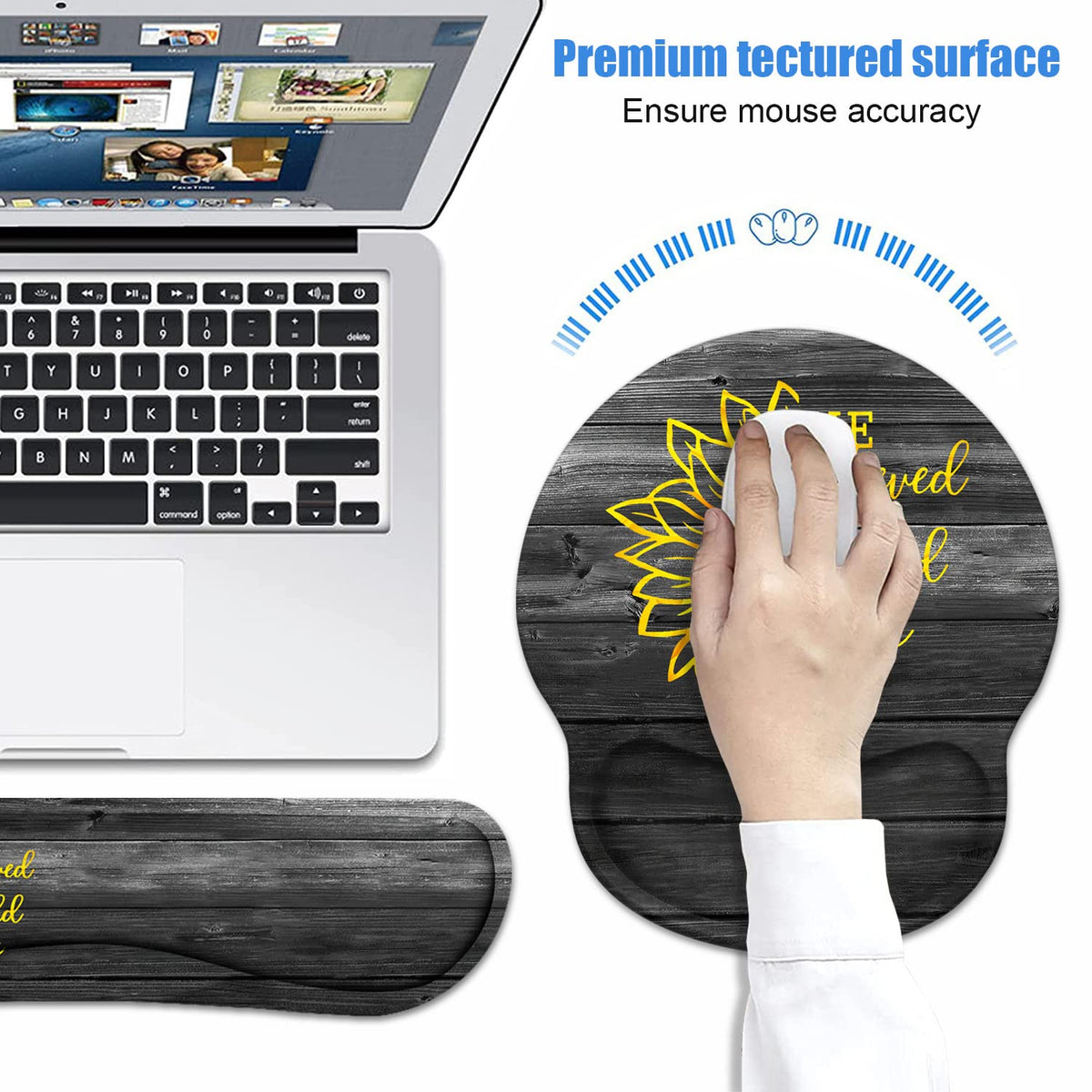 Keyboard Wrist Rest + Mouse Pad Wrist Support Set with Coasters, Inspirational Quote She Believed
