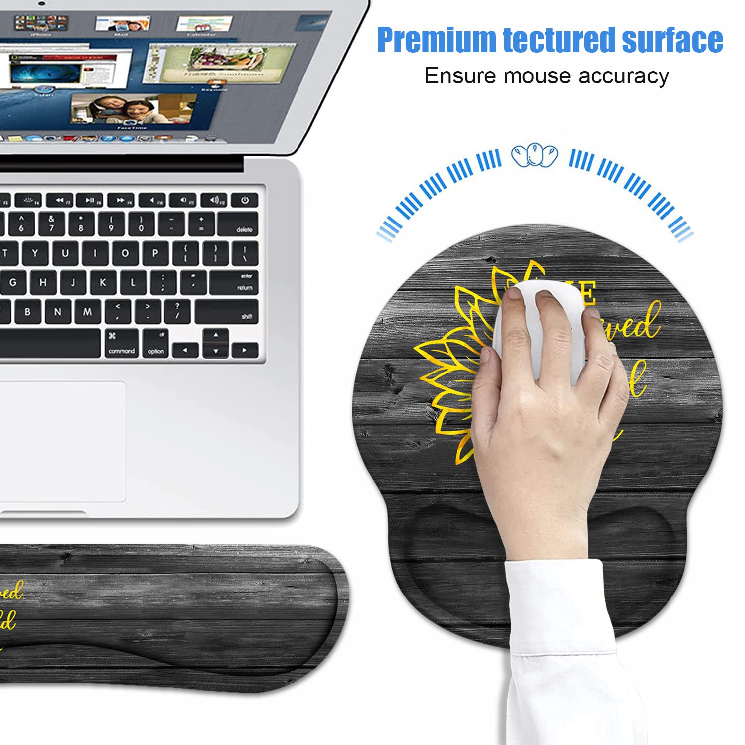 Keyboard Wrist Rest + Mouse Pad Wrist Support Set with Coasters, Inspirational Quote She Believed