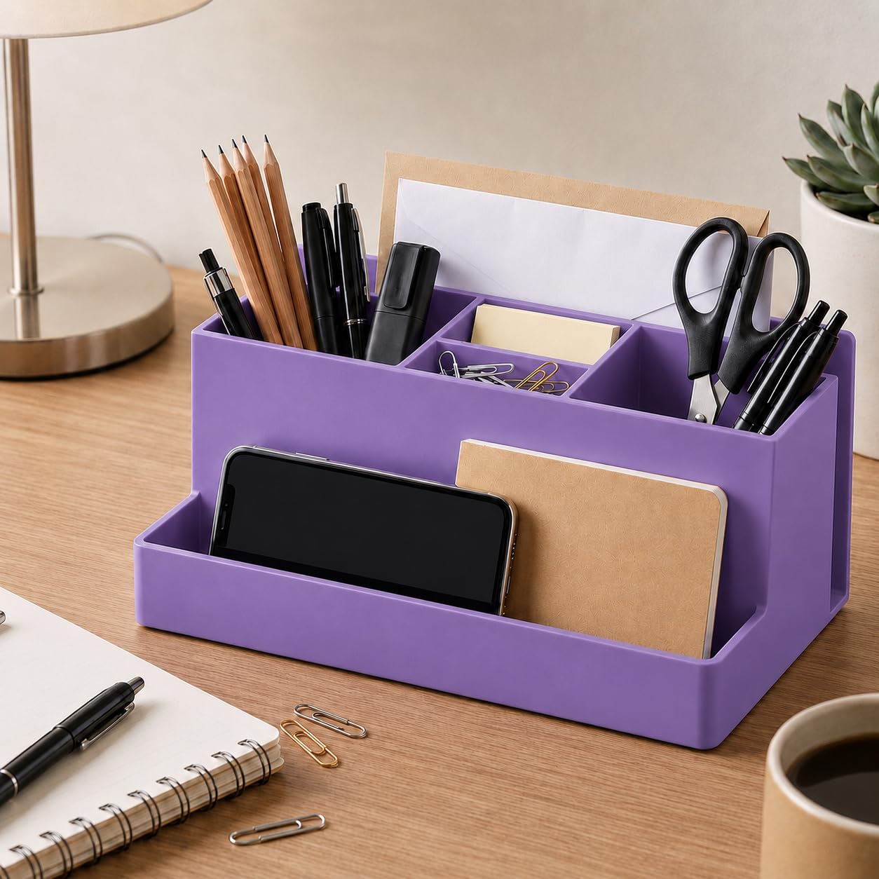 Acrimet Desktop Organizer - Multi Organizer Caddy Holder for Office, Home and School use (Plastic)