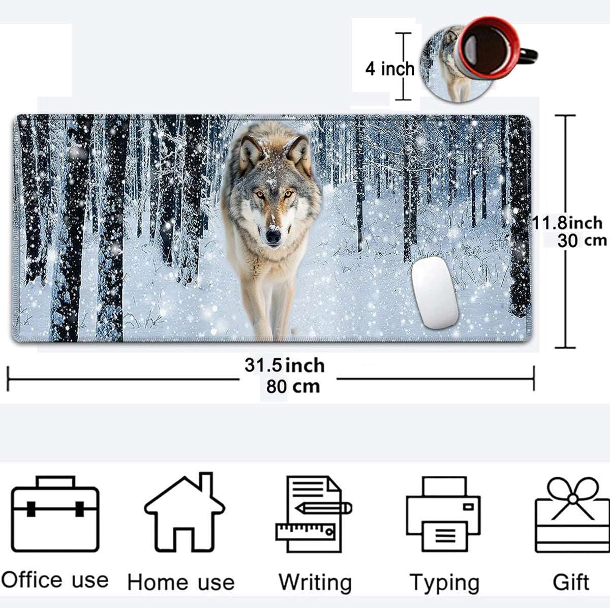Large Mouse Pad, 31.5 x 11.8in Extended Gaming Mouse Pad with Stitched Edges, XXL Mousepad
