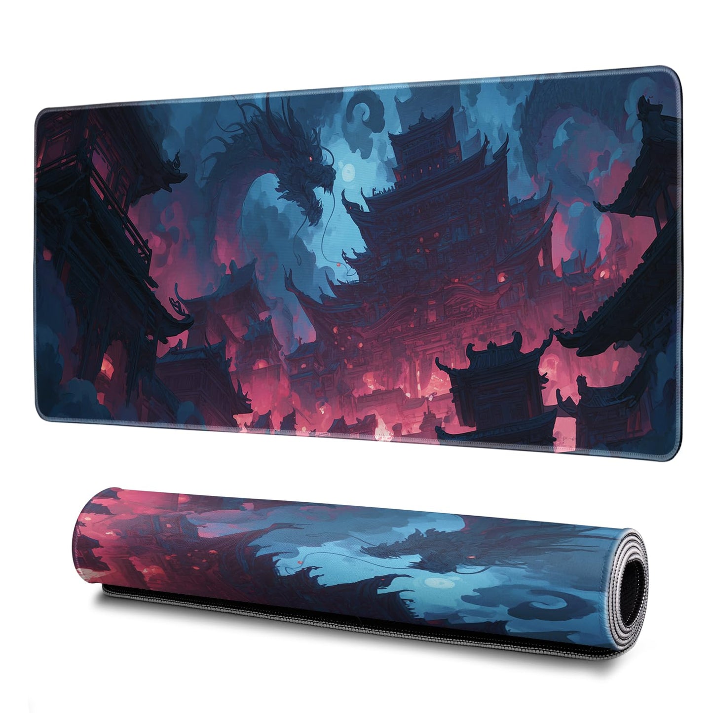 Huge Dragon Mouse Pad Desk Mat XL Extended Large Gaming Desk Pad Mousepad, Tower Effect Computer