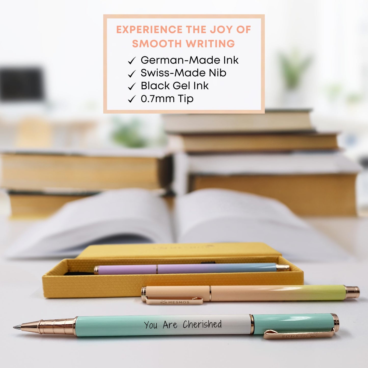 MESMOS 3pk 0.7mm Fine Tip Gel Ink Pen Set, Thank You Gifts for Women, Aesthetic Journaling Teacher