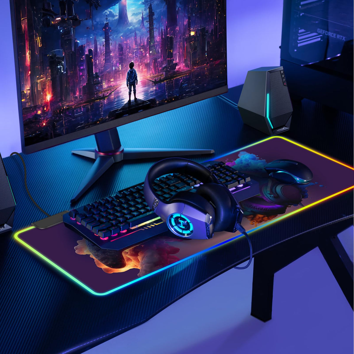 RGB Mouse Pad, Gaming Mousepad with 13 LED Light Modes