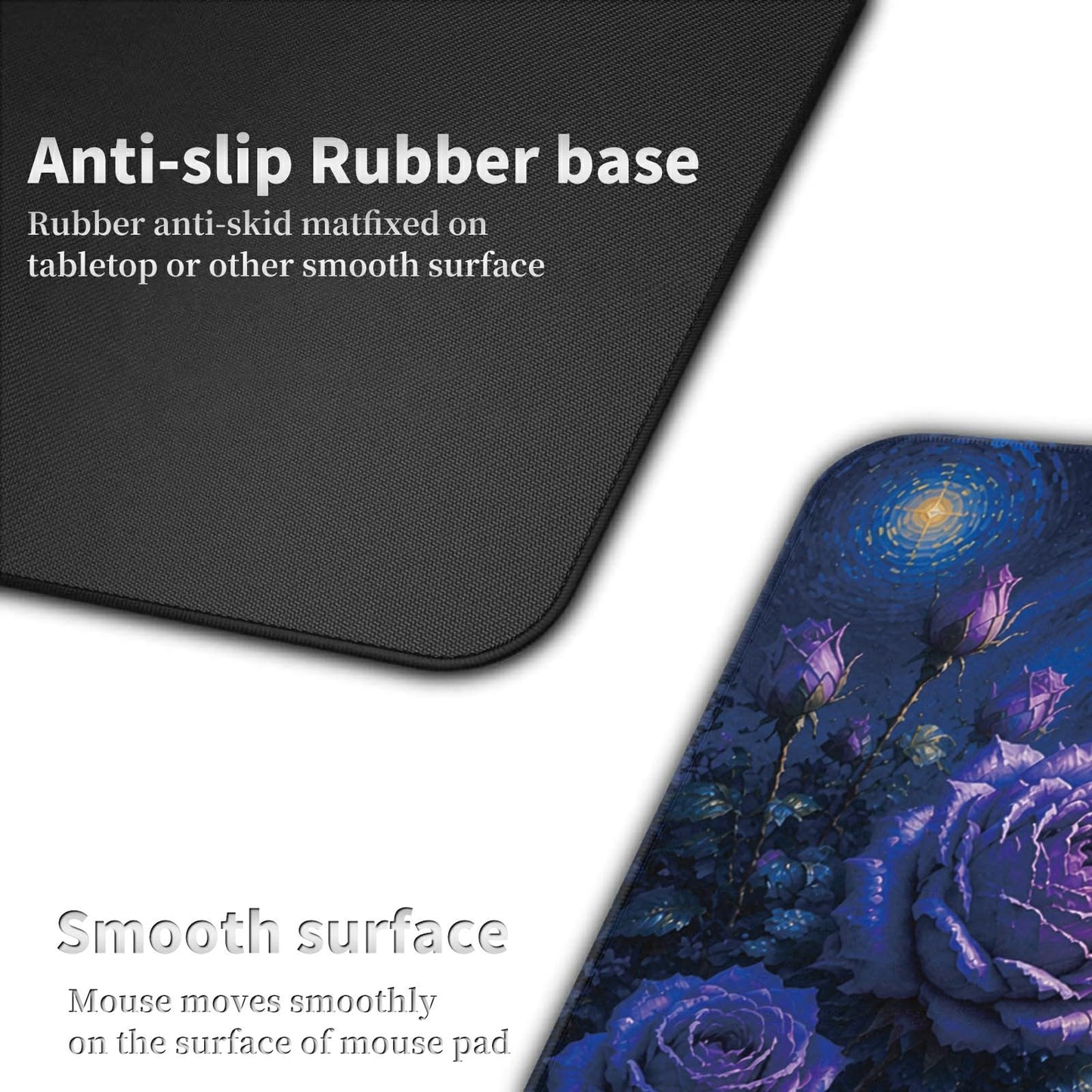 Moonlit Rose Lake Large Mouse Pad, 31.5 x 11.8 in Extended Desk Mat