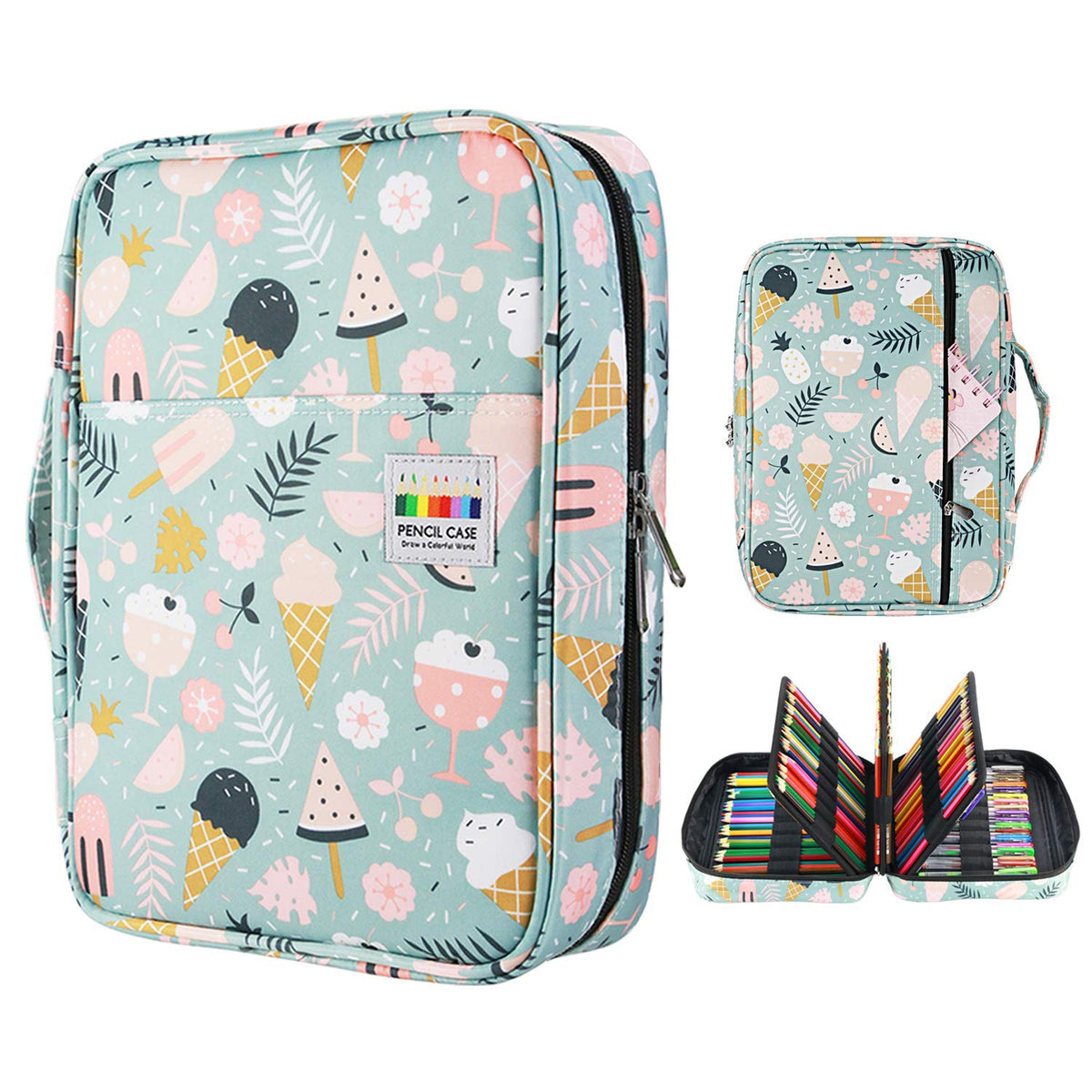 YOUSHARES Colored Pencil Case 220 Slots Pen Case Organizer With Handy Wrap & Zipper, Multilayer
