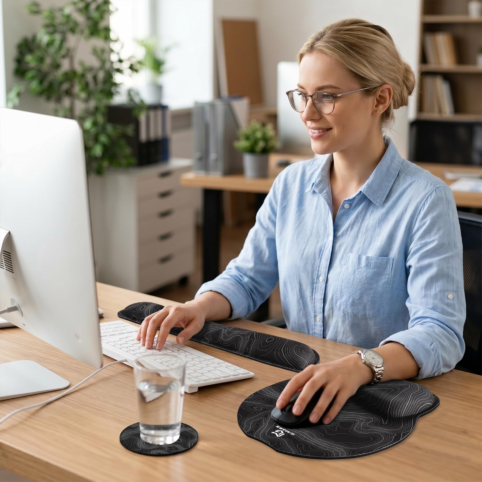 Gimars Upgrade 3 in 1 Enlarge Superfine Smooth Gel Ergonomic Mouse Pad Wrist Support and Keyboard