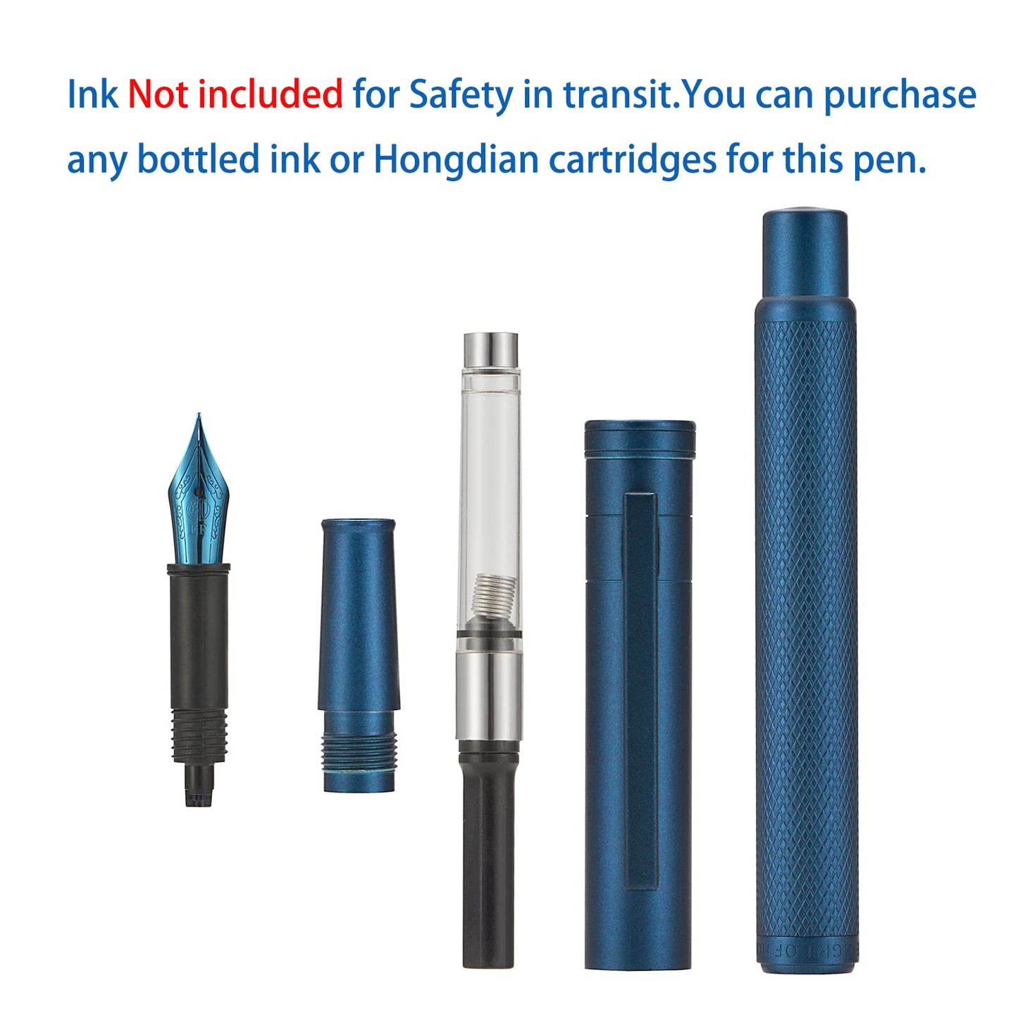 Dark Blue Forest Fountain Pen Fine Nib Classic Design with Converter and Metal Pen Case Set by