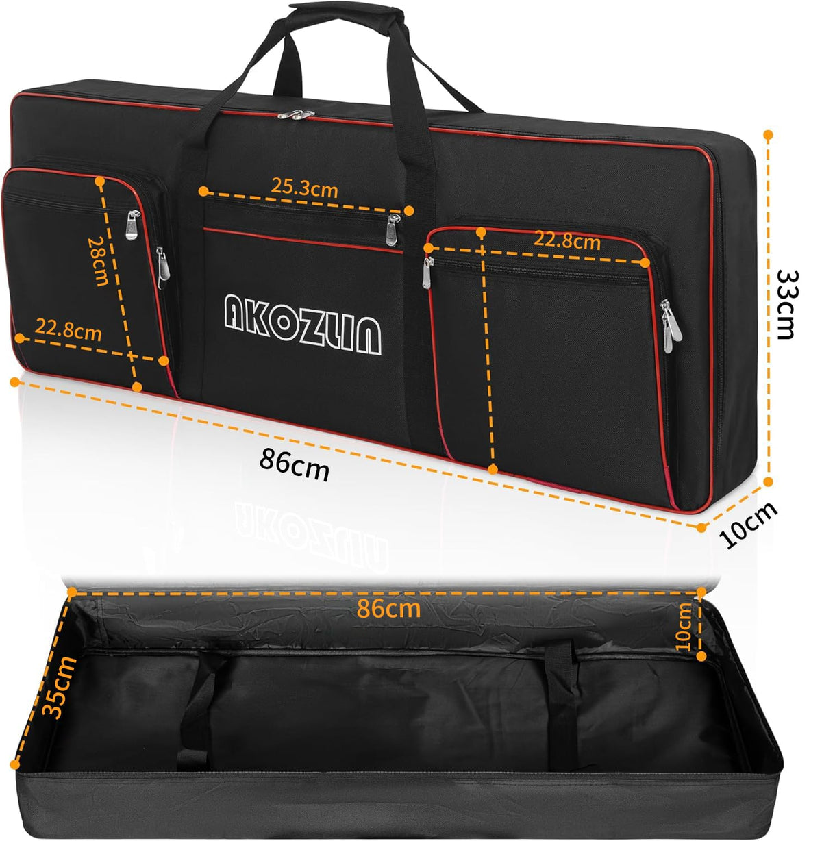 AKOZLIN 49 Key Keyboard Case, Soft Padded Keyboard Gig Bag, Piano Bag