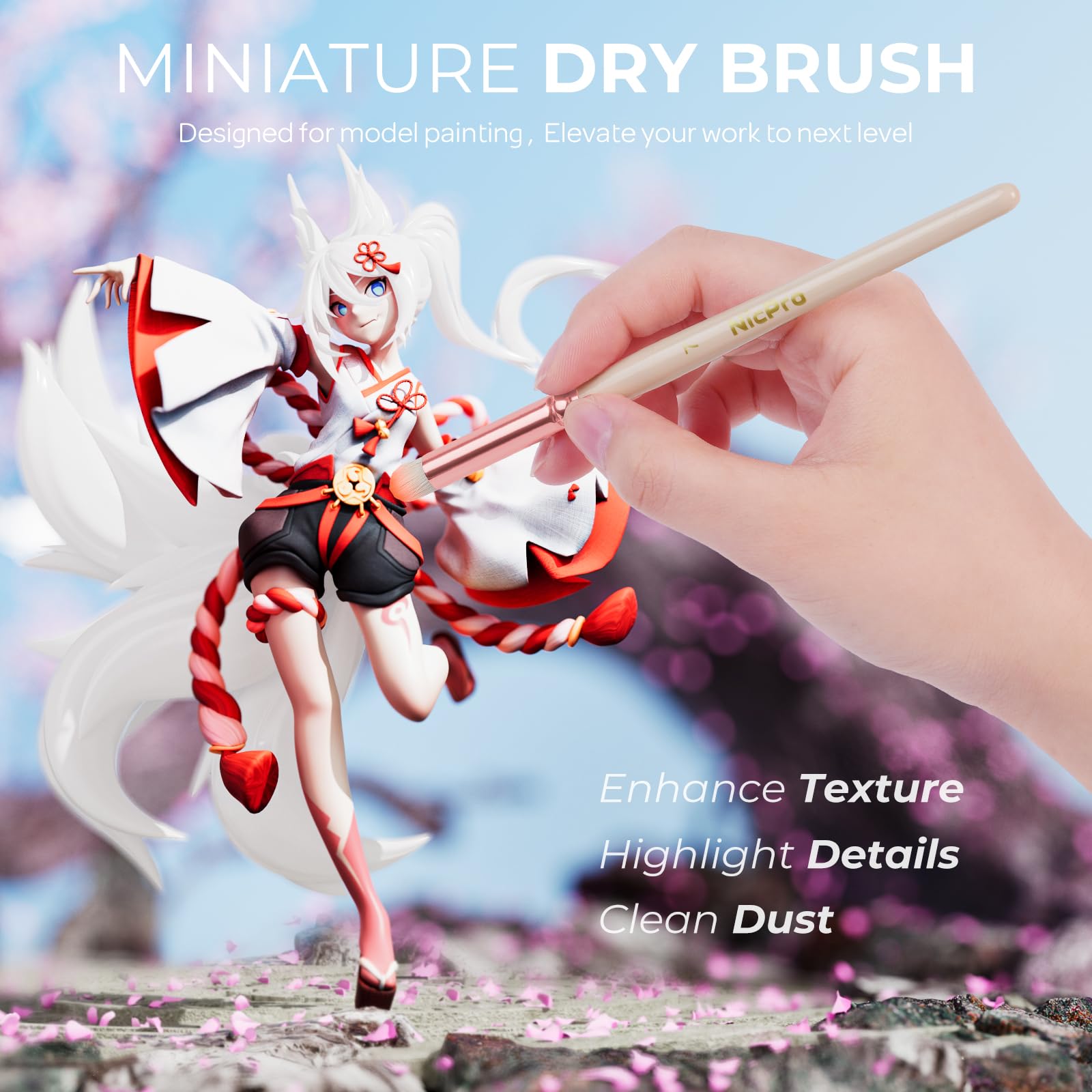 Nicpro 21PCS Fine Detail Paint Brush, Miniature Paint Brushes Drybrush Set