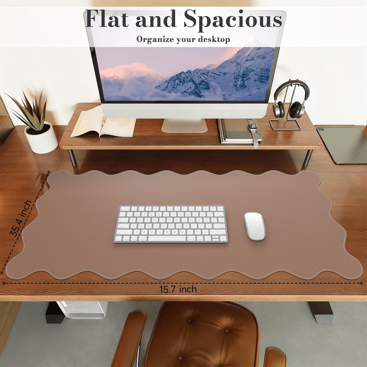 iCasso Brown Keyboard Mat 35.4"x15.7", Desk Protector for Workspace
